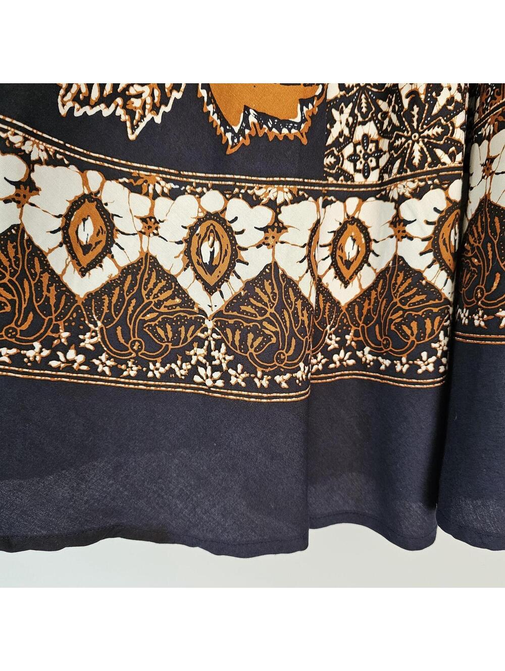 Vintage Indonesian Batik Sundress Wayang Print Cotton Midi Boho Festival Style - Picture 9 of 13